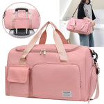 Women's Multi-Functional Travel Bag Water Resistant Oxford Tote with Shoe Compartment  Two-Way Zipper for Gym/Outdoor Trips